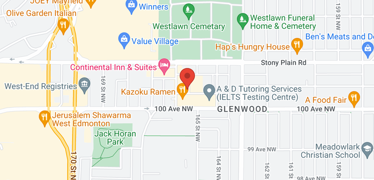 map of 10045 166 ST NW NW